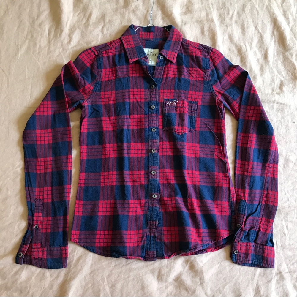 Hollister Red Plaid Button Down Size XS